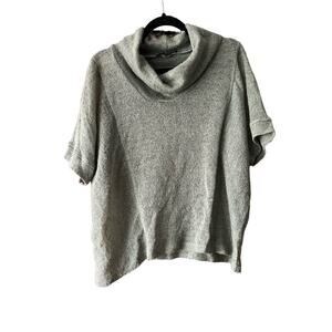 Avellini Women's Cowl Neck Pullover Sweater Short Sleeve Gray Size 1X